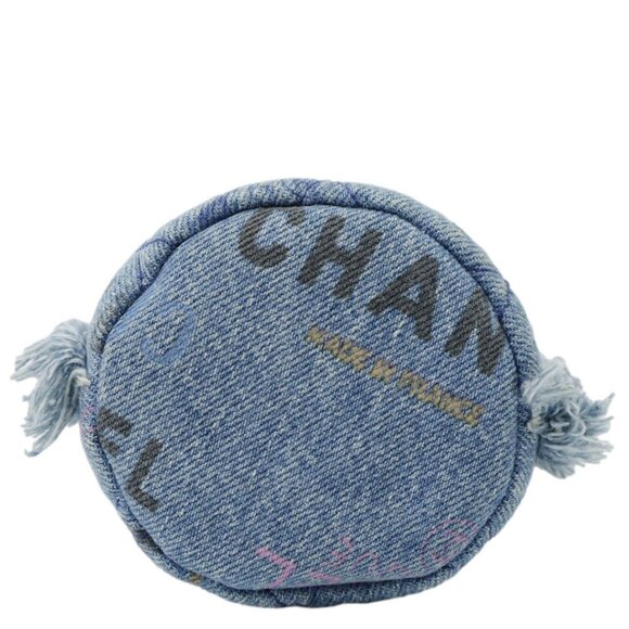 Chanel  Mood Logo Printed Quilted Denim Chain Bucket Bag Blue - Picture 11 of 15